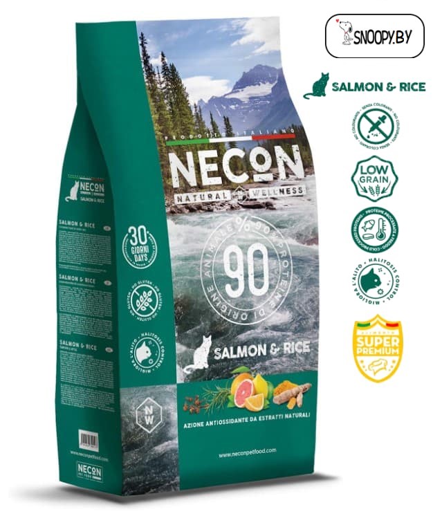 Сухой корм для кошек Necon Natural Wellness Adult Cat (лосось, рис)