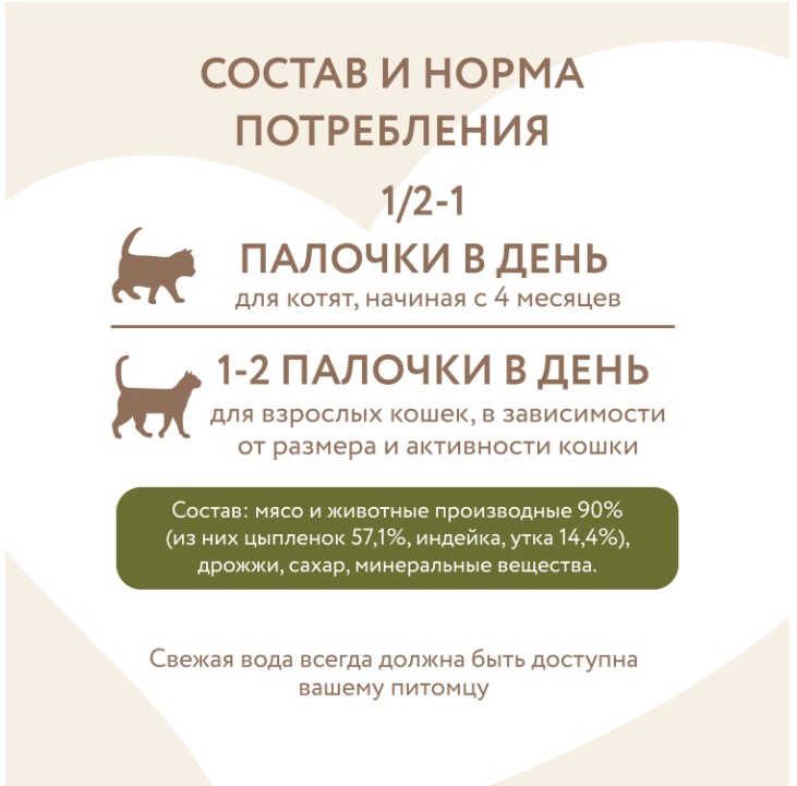 Лакомство для кошек Мнямс лакомые палочки 13,5 см с цыпленком и уткой