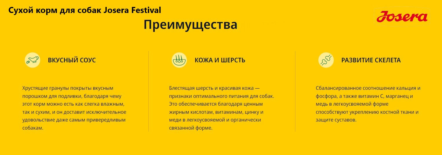 Сухой корм для собак Josera Festival