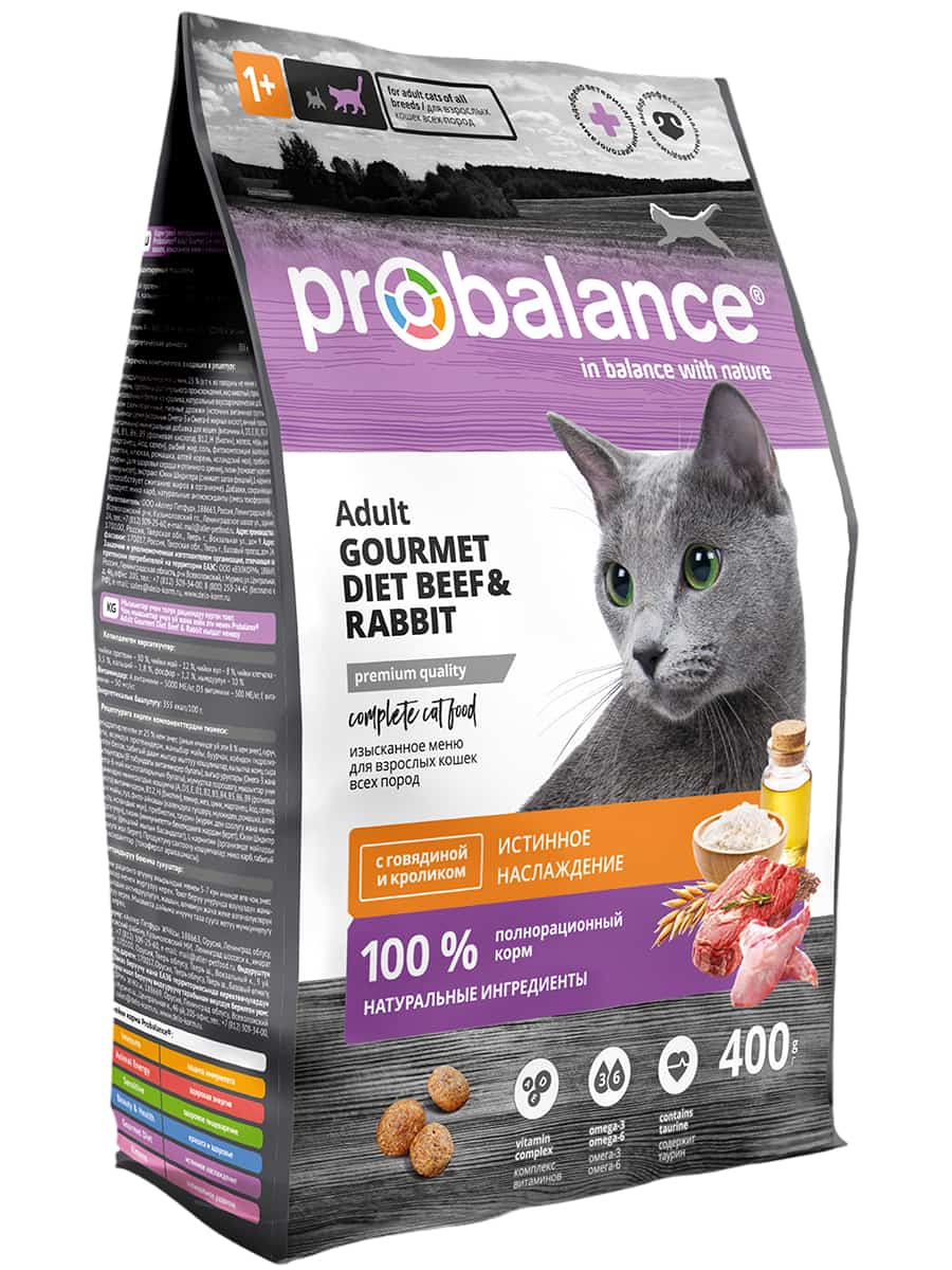 Сухой корм для кошек Probalance Cat Gourmet diet Adult Beef&Rabbit (говядина, кролик)