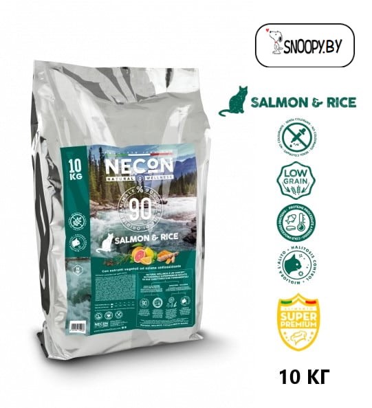 Сухой корм для кошек Necon Natural Wellness Adult Cat (лосось, рис)