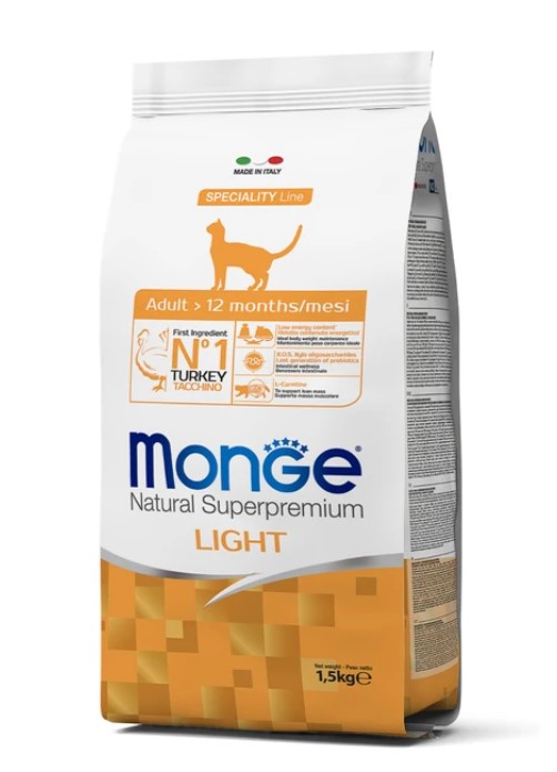 Сухой корм для кошек Monge Cat Adult Light (индейка)