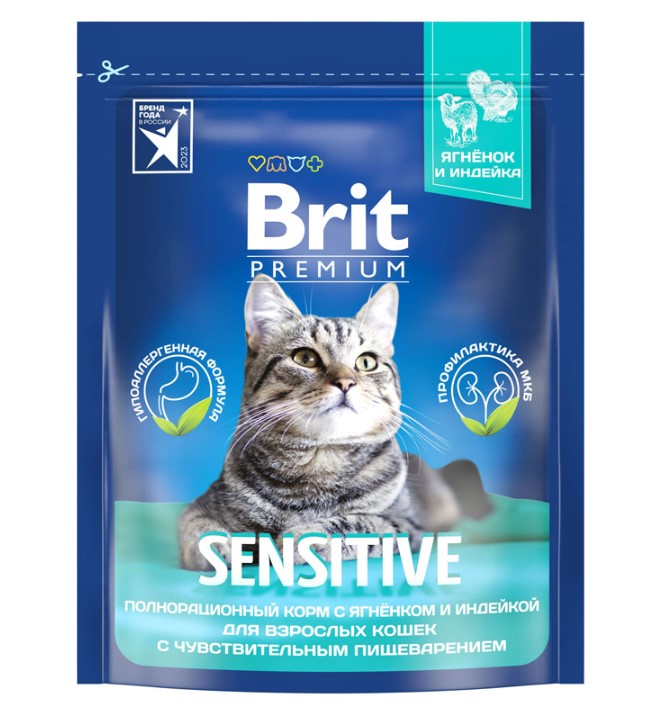 Сухой корм для кошек Brit Premium Cat Sensitive (ягненок)