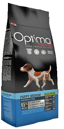 Сухой корм для щенков средних пород Optima Nova Puppy Medium Chicken&Rice