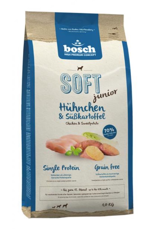 Сухой корм для собак Bosch SOFT Junior (цыпленок с бататом)