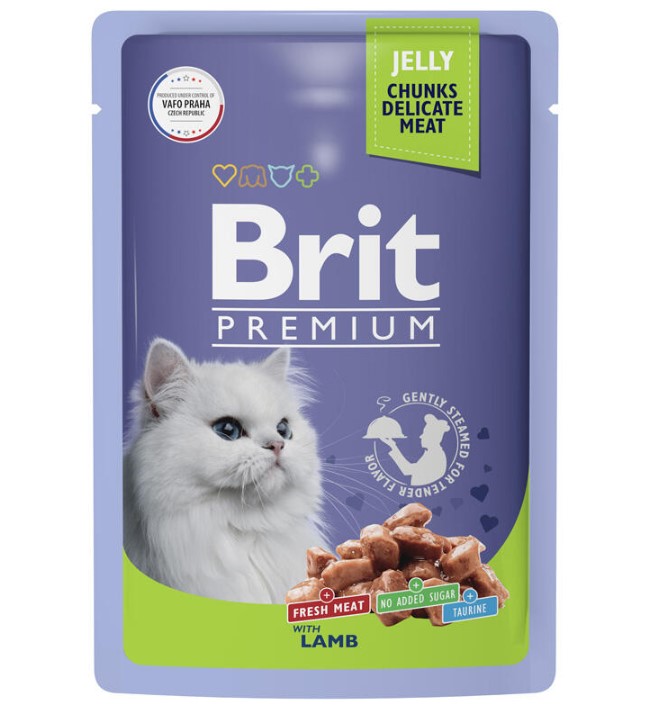 Влажный корм для кошек Brit Premium Cat (Ягненок в желе)