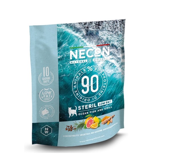 Сухой корм для кошек Necon Natural Wellness Low Fat Sterilized (рыба, криль)