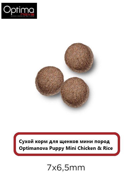 Сухой корм для щенков мини пород Optima Nova Puppy Mini Chicken & Rice