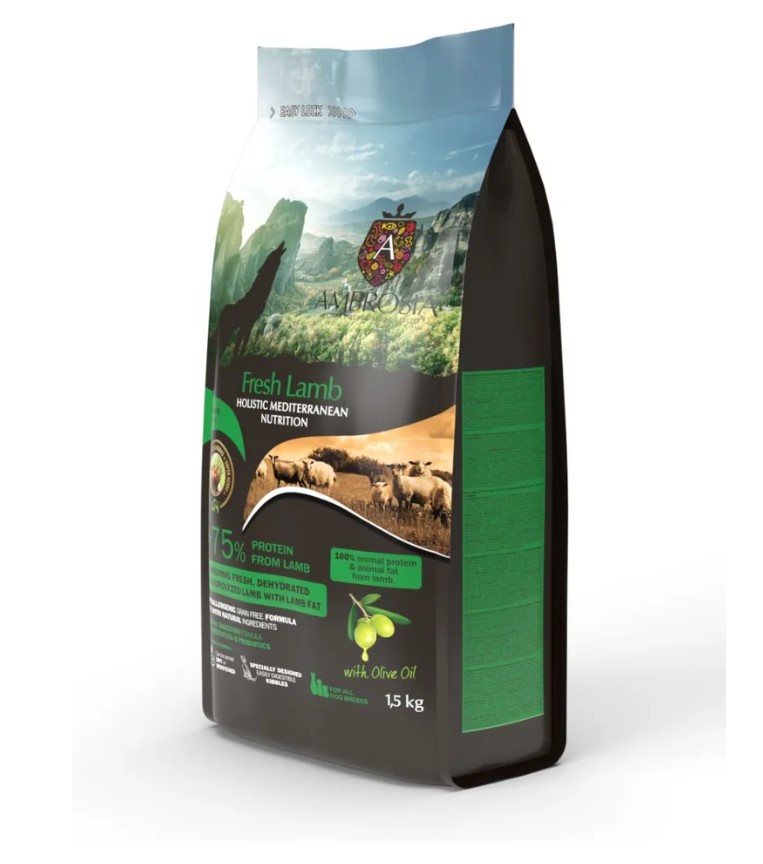 Сухой корм для взрослых собак AMBROSIA MEDITERRANEAN (ягненок)