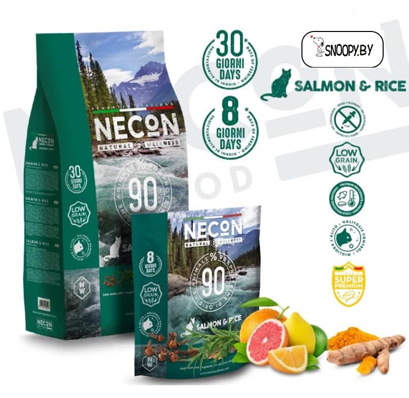 Сухой корм для кошек Necon Natural Wellness Adult Cat (лосось, рис)
