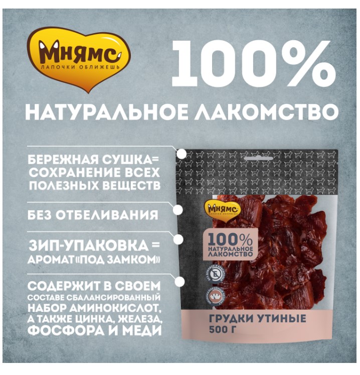 Лакомство для собак Мнямс На каждый день Утиные грудки