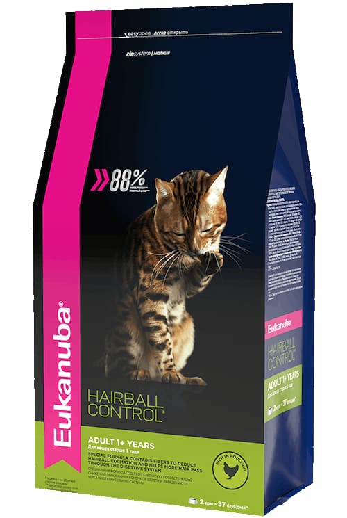 Сухой корм для кошек Eukanuba Cat Adult Hairball (курица)