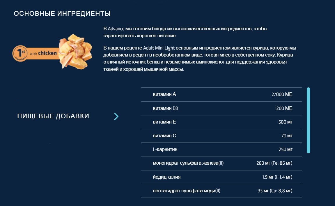 Сухой корм для собак Advance Dog Mini Light (курица)