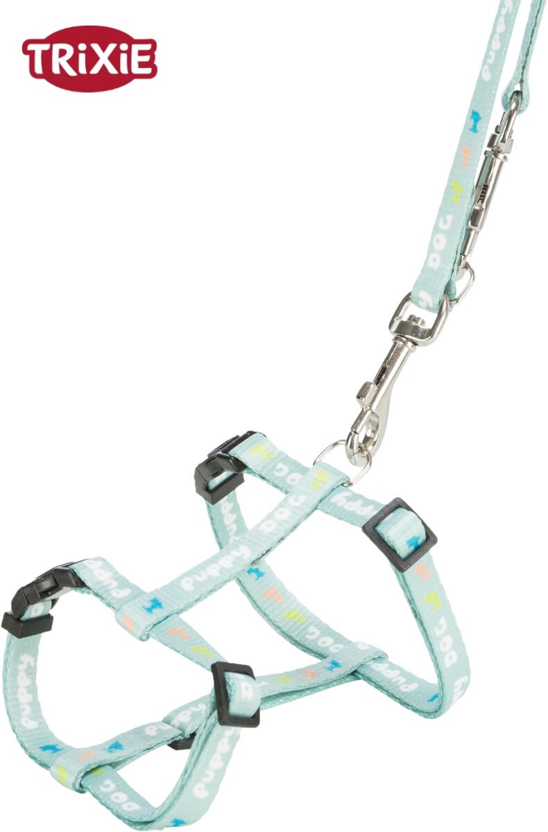 Шлея с поводком для щенков TRIXIE Junior (мятный)