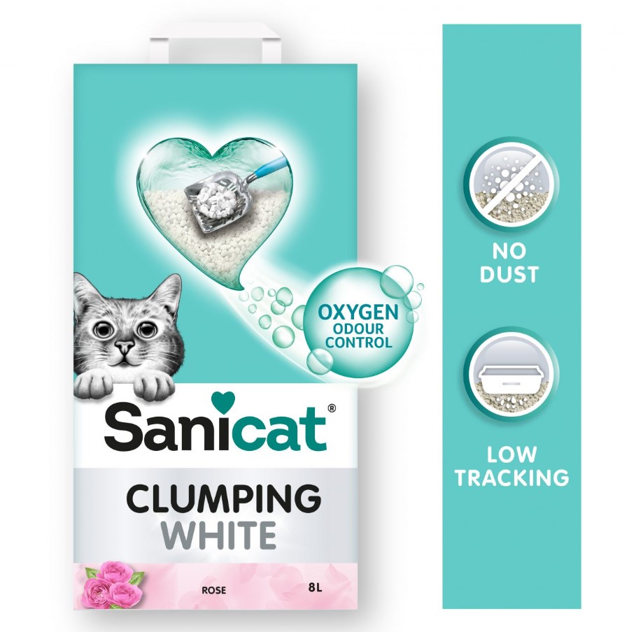 Наполнитель бентонитовый Sanicat Clumping White Rose (аромат розы)