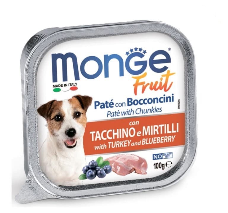 Паштет для собак Monge Fruit Dog Adult (индейка, черника)