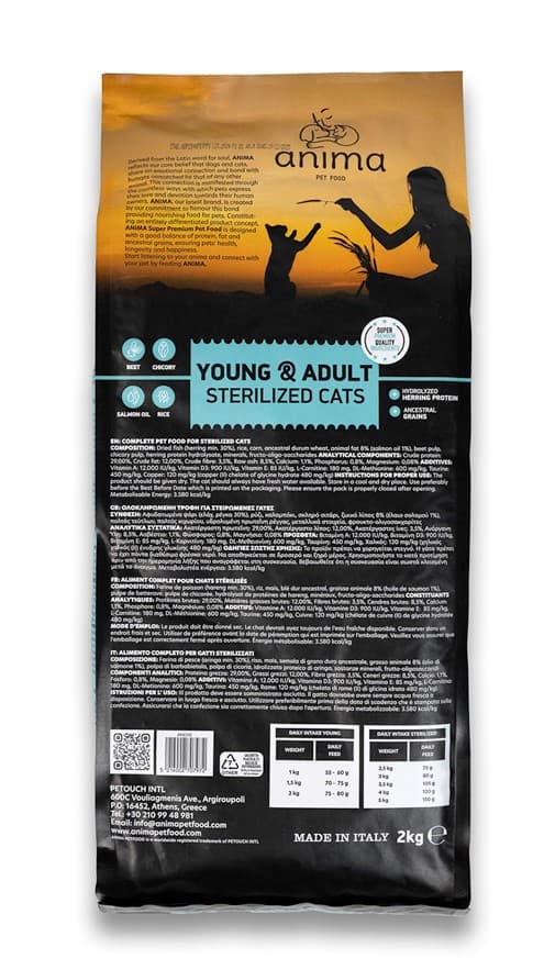 Сухой корм для стерилизованных котят и кошек ANIMA (сельдь)