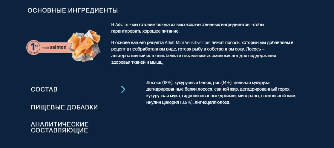 Сухой корм для собак Advance Dog Mini Sensitive (лосось)