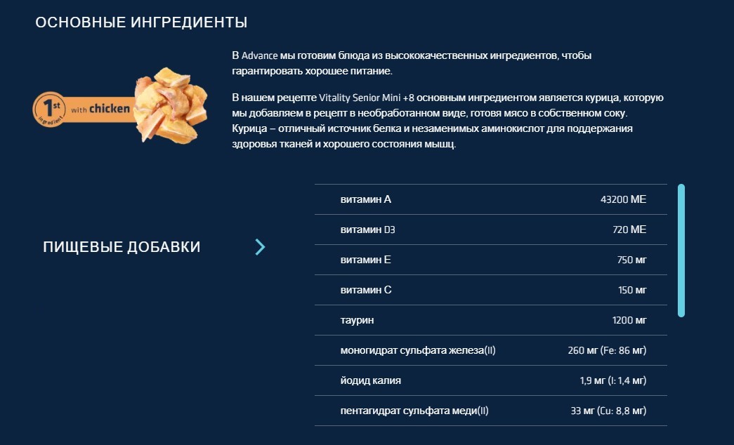 Сухой корм для собак Advance Dog Senior Mini (курица)