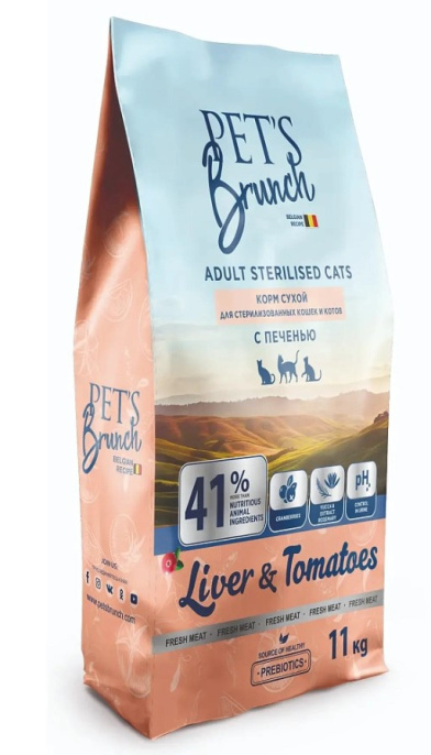 Сухой корм для стерилизованных кошек и котов Pet's Brunch Adult Sterilised Cats (печень) (400 гр)