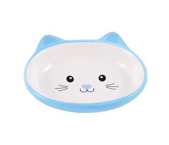 Миска для кошек Mr.Kranch керамическая Мордочка кошки 160 мл (Голубая)