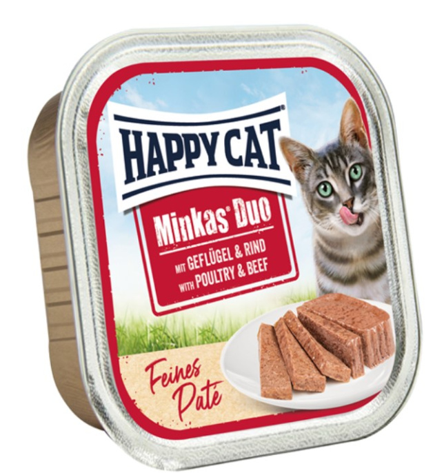 Консервы для кошек Happy Cat Minkas Duo Паштет Adult Cat (птица, говядина) (100 гр.)