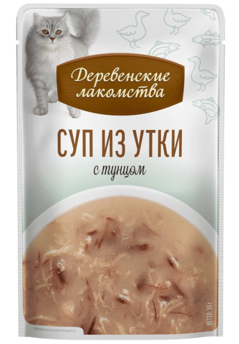 Суп для кошек "Деревенские лакомства" из утки с тунцом (4х35 гр.)