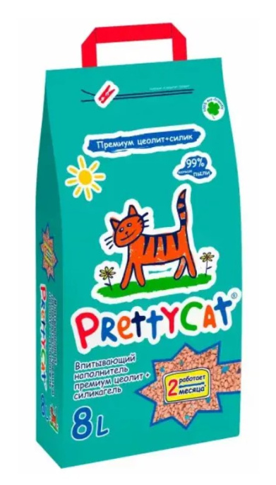 Наполнитель PrettyCat впитывающий глиняный Premium с део-кристаллами (2кг (4л))