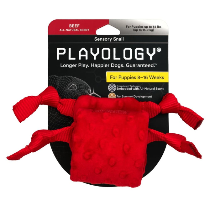 Игрушка для щенков мелких и средних пород Playology Puppy Sensory Snail Улитка сенсорная (Красный)
