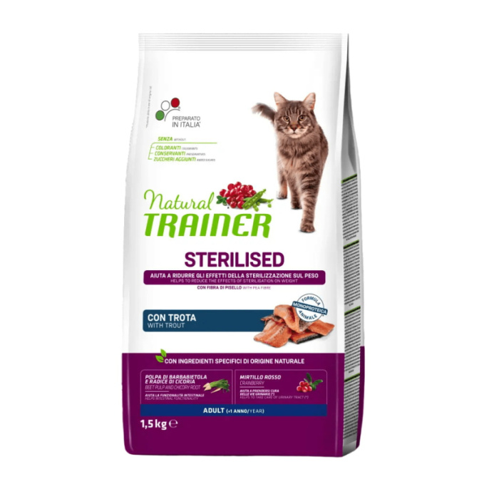 Сухой корм для кошек с чувствительным пищеварением Trainer Natural Adult Cat Sterilised (форель) (0,3 кг)