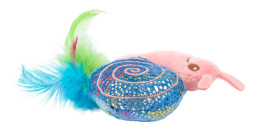 Игрушка для кошек Mr.Kranch Улитка плюшевая с кошачьей мятой и перышками розовая