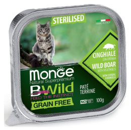 Паштет для кошек Monge Cat BWild Sterilised Grain Free (кабан, овощи)