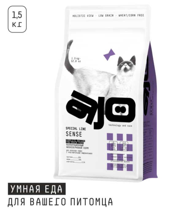 Сухой корм для кошек AJO Special Line Sense Adult Cat (400 гр.)