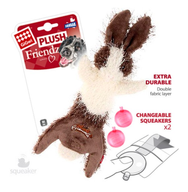 Игрушка для собак GiGwi Plush Friendz Шкурка зайца со сменными пищалками (47 см)