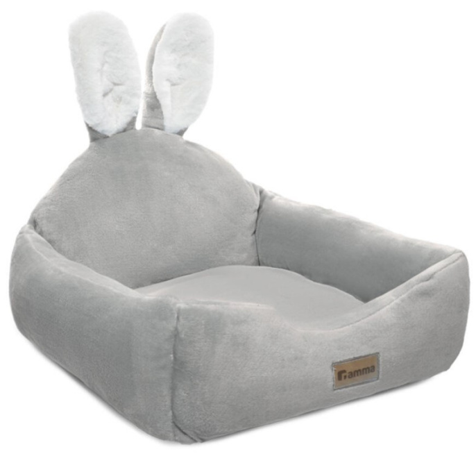 Gamma Лежанка для кошек квадратная Зайка (500x500x220мм, серая)