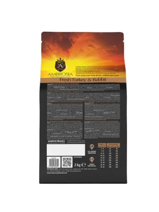 Сухой корм для собак Ambrosia Grain Free Dog Adult All Breed (индейка, кролик) (2 кг)