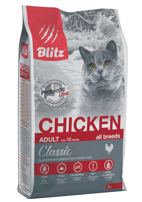 Сухой корм для кошек Blitz Classic Adult Cats All Breeds (курица) (400 гр.)