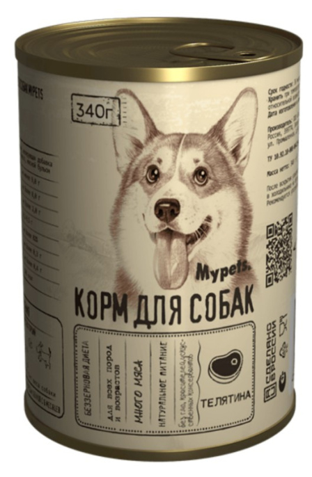 Консервы для собак Mypets Adult Dog (телятина) (340 гр)