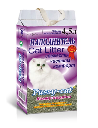 Бентонитовый наполнитель Pussy-cat Комкующийся (4,5 л)