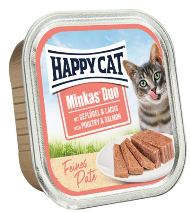 Консервы для кошек Happy Cat Minkas Duo Паштет Adult Cat (птица, лосось) (100 гр)