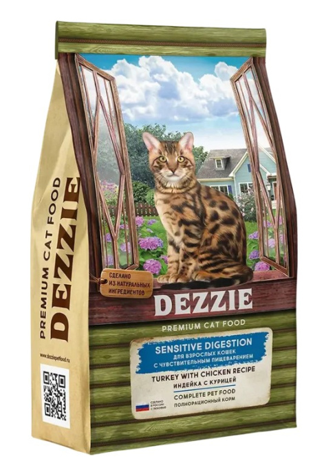 Сухой корм для кошек DEZZIE Sensitive Digestion Adult Cat (индейка,курица) (400 гр)