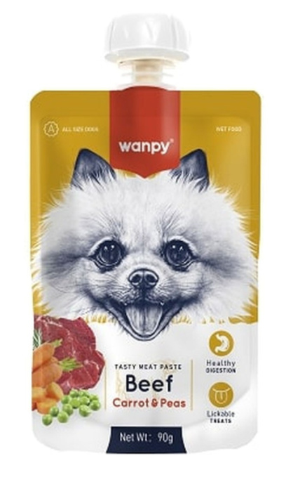 Лакомство для собак Wanpy Dog Мясное пюре из говядины (90 гр)
