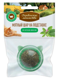 Игрушка для кошек Деревенские лакомства Мятный шар на подставке