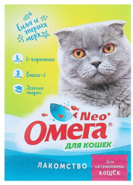 Лакомство для кастрированных кошек Фармакс Омега Neo+ К-К с L-карнитином 