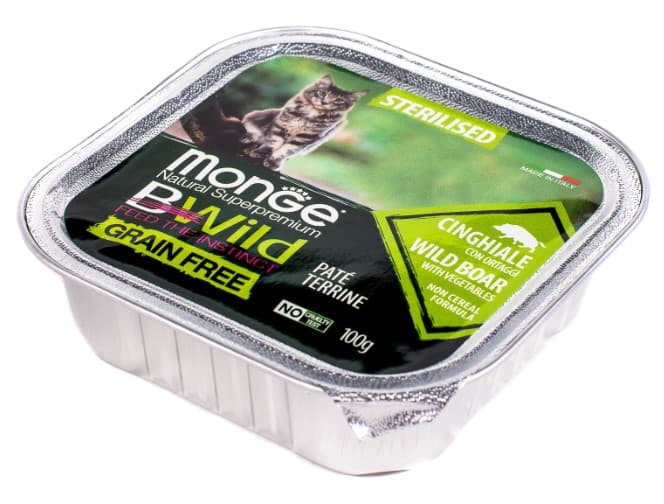 Паштет для кошек Monge Cat BWild Sterilised Grain Free (кабан, овощи) (100 гр.)