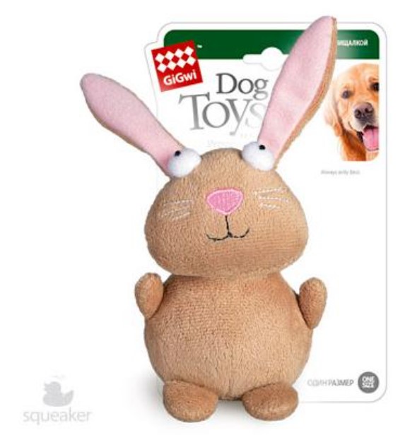 Игрушка для собак GiGwi Plush Friendz Кролик с пищалкой (16 см)