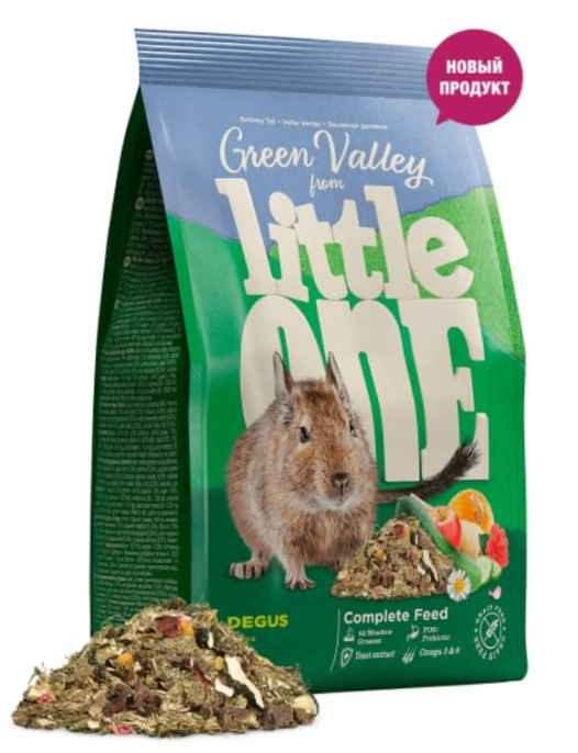 Корм для дегу Little One "Зеленая долина" (750 гр. + Колокольчик)