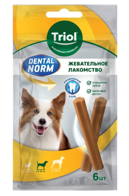 Triol Лакомство для собак средних пород "Палочки жевательные" DENTAL NORM (150 гр. (6 шт))