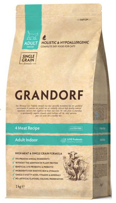Сухой корм для кошек с пробиотиками GRANDORF 4 Meat PROBIOTIC INDOOR (4 мяса) (400 гр)