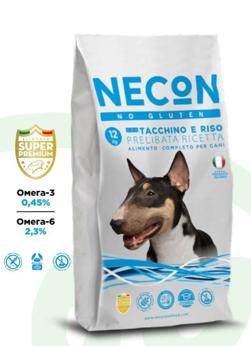 Сухой корм для собак Necon Prelibata Adult (индейка, рис) (3 кг)